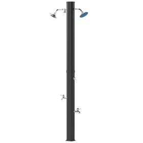 9.2 Gallon Slolar Heated Outdoor Shower with 2 Free-Rotating Shower Heads & Foot Showers for Poolside Beach Spa, 7.1ft