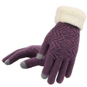 Winter knitted gloves (Option: Purple)
