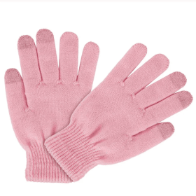 Unisex Winter Knit Gloves Touchscreen Outdoor Windproof Cycling Skiing Winter Warm Gloves (Option: Pink)