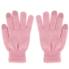 Unisex Winter Knit Gloves Touchscreen Outdoor Windproof Cycling Skiing Warm Gloves (Option: Pink)